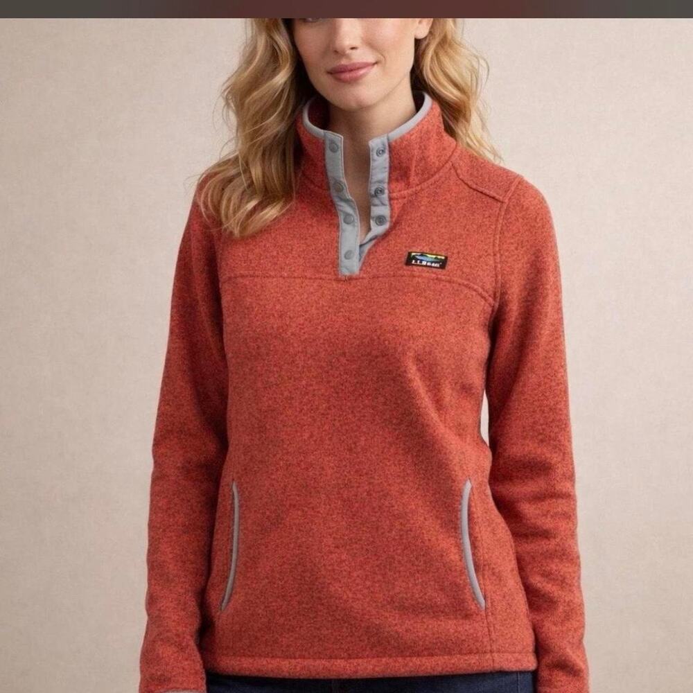LL bean reddish orange quarter zip